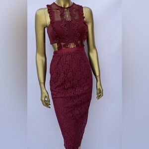 Asos Elegant Burgundy Lace Dress